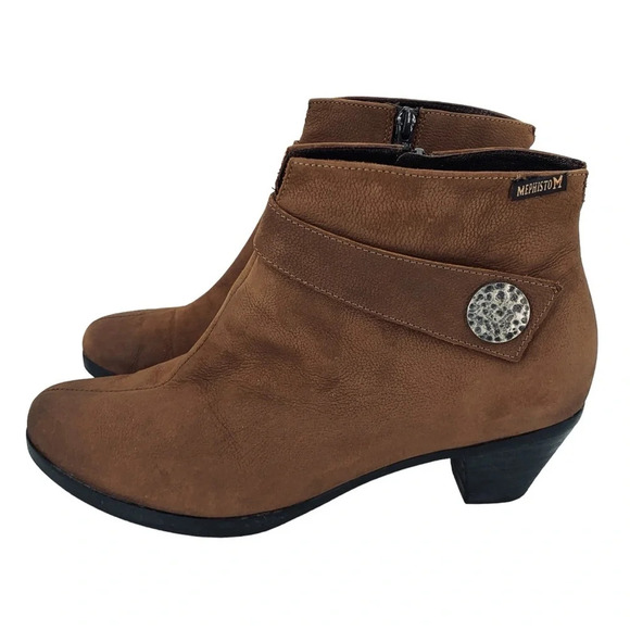 Mephisto Ankle Boots Booties Womens 8.5 Brown Leather Zip Up Fall - Picture 4 of 11